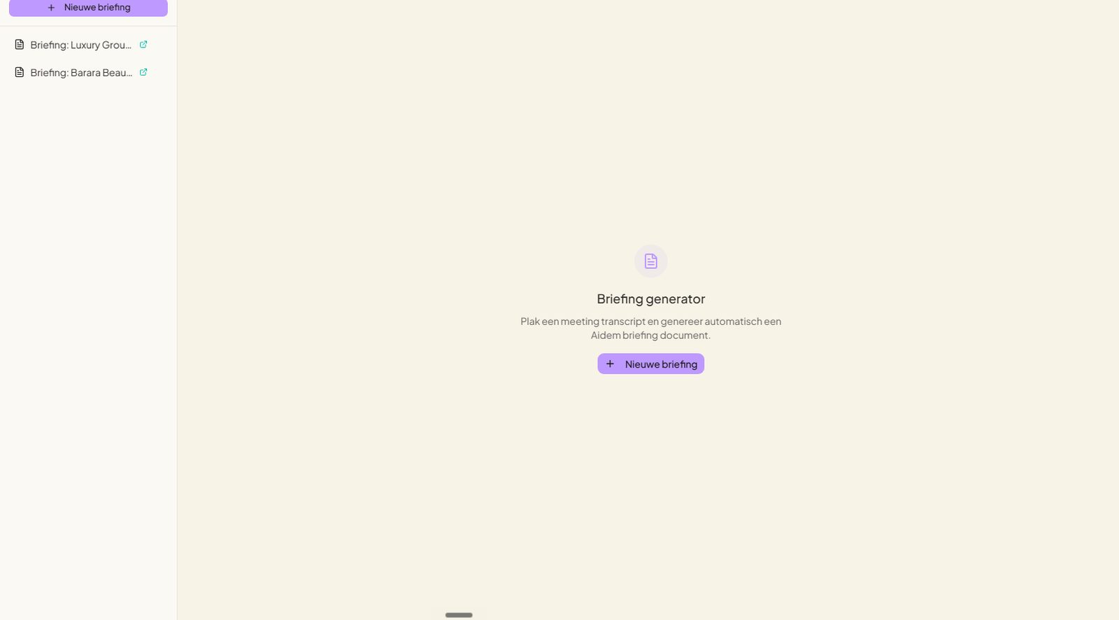 Aidem Briefing generator