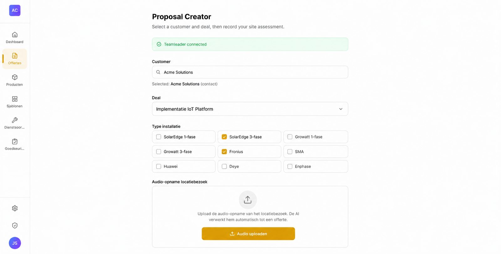 Offerte-automatisering voor een installatiebedrijf